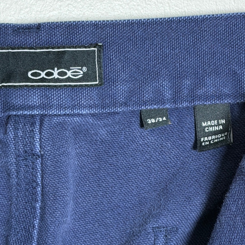 oobe Mens 100% Cotton Pants 38/34 Blue Canvas Utility Carpenter - Picture 3 of 10